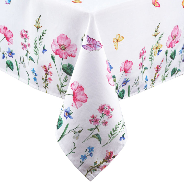 WR Spun Polyester Pink Butterflies Printed Table Cloth (Pack of 1)