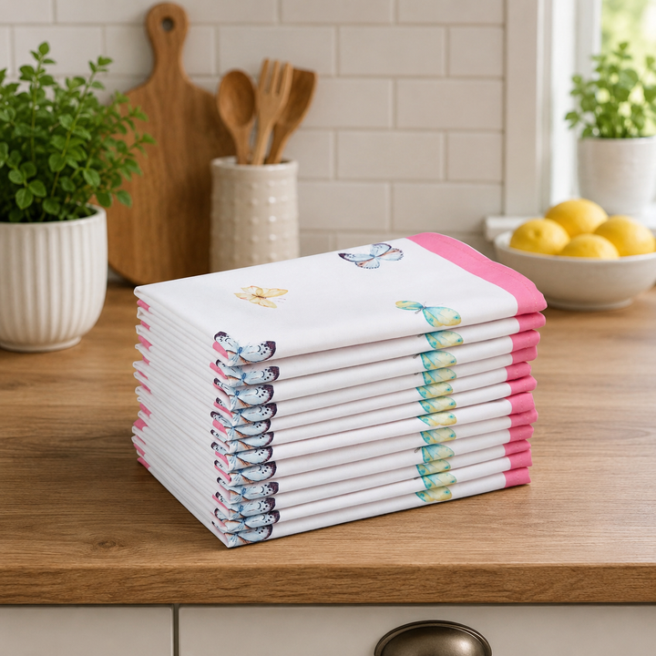 Spun Polyester Pink Butterflies Table Napkin