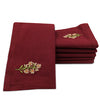 Cotton Maroon Flower Table Napkin (Pack of 6)
